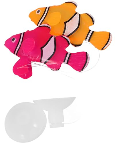 KOMBIUDA Pesce Artificiale in Silicone per Acquario 2 Pezzi Decorazione Notturna Resistente all'Acqua