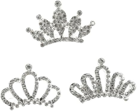 Hohopeti Lot de 3 Diadèmes Peignes Argentés en Alliage pour Filles, Accessoires de Cheveux Doux Peau, Finition Soignée, pour Fêtes de Noël et Spectacles Scène Style Aléatoire