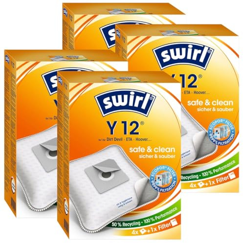4x Swirl Y 12 MP Plus AirSpace Staubsaugerbeutel passend fürStaubbeutel Microvlies