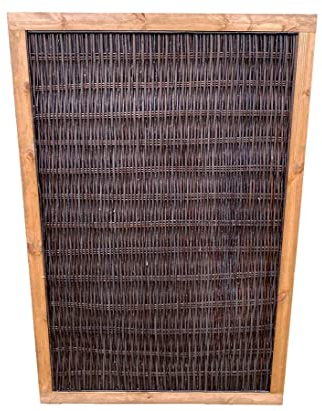 bambus-discount.com Sichtschutzelement aus Weide Cornwell mit 150 x 90cm natürlich in Holzrahmen eingewoben - Sichtschutzwand aus Weidenruten 1,5m x 0,9m