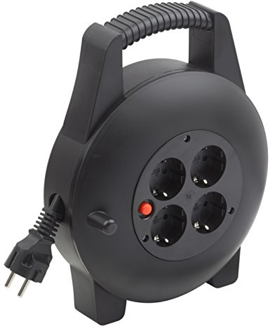 Meister Kabelbox H05VV-F3G1,5, IP20 - 10 m Kabel - Thermoschutz-Schalter - Indoor / Kabelrolle mit 4 Steckdosen / Kabelbox mit Verlängerungskabel / Leitungsroller mit Kurbel / 7435820