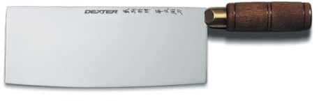 Dexter Russell 5178 Traditional 08020 Chinese Chef’s/Cook’s Knife, 8 x 3-1/4 High Carbon Steel Blade, Hardwood Handle with Brass Ferrule, Wide Straight Edge Vegetable Chopper, Made in USA