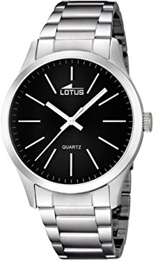 LOTUS Reloj Hombre Analógico de Acero Inoxidable 316l Plateado - Movimiento de Cuarzo - Cristal Mineral de Alta Resistencia - Resistente al Agua 5 ATM Clásico 15959/3 Minimalist