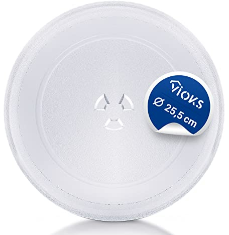 VIOKS Mikrowellen Teller Drehteller für Mikrowelle 25,5 cm 255 mm 3 Noppen/Mikrowelle Glasplatte Mikrowellenteller Glas/Mikrоwelle Drehteller/Drehtellеr Mikrowеlle für Daеwoo Mikrowеlle