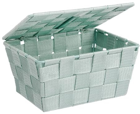 Wenko Cestino con coperchio Adria verde menta, Polipropilene, 19 x 10 x 14 cm, Verde menta