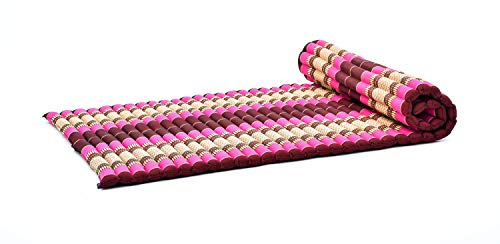 Leewadee Esterilla de Kapok – Colchón Plegable Artesanal de Tailandia, Ideal como Cama supletoria, colchoneta de Camping, Esterilla de Yoga o futón Tradicional, 190 x 100 cm, Castaño Rosado