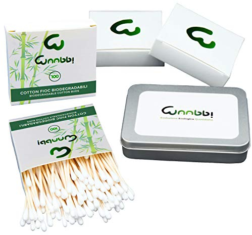 Cotton Fioc Biodegradabili Bamboo 500 Pezzi Pulizia Orecchie Tamponi di Cotone Bastoncini Bambù Ecologici Eco Friendly Zero Waste Plastic Free