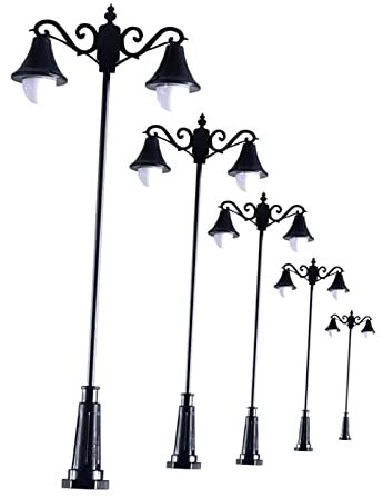 SunniMix 5/Set Miniature Train Railway Lampadaire Mini Jardin L'architecture Railroad Construction Modèle LED Lampadaire Paysage Disposition - 1:75