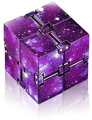 Skylety Cubo Infinito Mini Blocchi Fidget, Giocattoli Sensoriali da Scrivania a Forma di Cubo Strumento per Alleviare Stress Regali per Adolescenti Adulti Autismo ADHD (Spazio Galassia Viola)