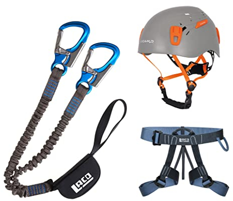 LACD Klettersteigset Pro Evo 2.0 + Klettergurt Easy EXP + Helm Camp Titan Grey 54-62cm