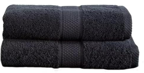 Sue Rossi Ltd 100% Turkish Cotton Guest Towels Hand Kitchen Towel Face Cloth 40 x 60 cm Pack Of 2 Twin Set (Black)