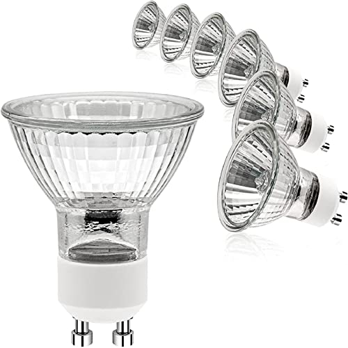 ETUOLMP Halogen Light Bulbs 2 Pin, 6 Pack GU10 Bulb 50W 230V, GU10 Dimmable Warm White for Wax Warmer, Spot, Track Light, Candle Warmer