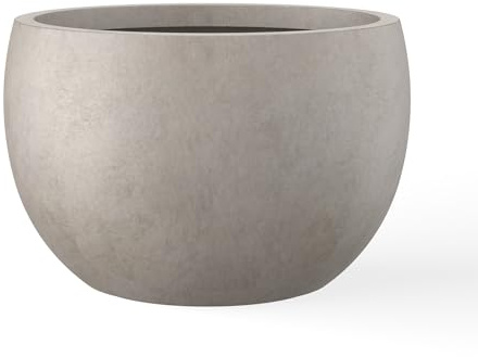 Kante 50,8 cm D Leichter Beton-Übertopf für den Außenbereich, rund, für drinnen und draußen, große Pflanzgefäße mit Ablaufloch für Garten, Terrasse, Balkon