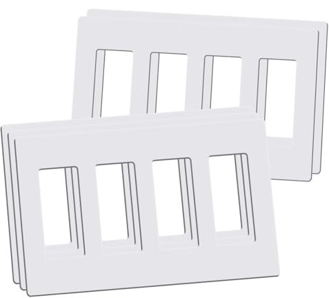 Aadniee Screwless Decorator Wall Plates, 4-Gang Child Safe Outlet Covers, Standard Size 4.68 x 8.32 Switch Plate for Decor Dimmer, GFCI, USB Receptacle (5 Pack, Gloss White)
