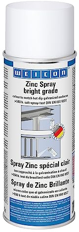 WEICON Zinc Spray bright grade |13.5oz / 400ml | Fast drying primer for metal | Corrosion Protection | Heat, UV, Rust and weather resistant | Industrial Grade | Food grade | light silver