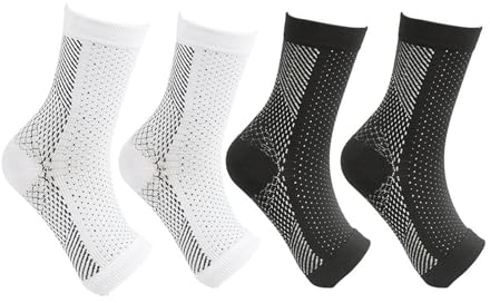 Calcetines ortopédicos de compresión, 4 pares de calcetines de compresión, soporte para el tobillo, calcetines ortopédicos, calcetines de compresión para hombre y mujer (L/XL), Negro , Talla única