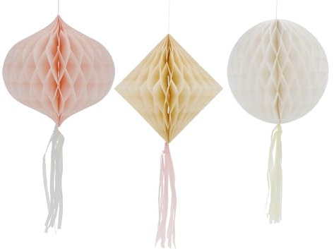 Folat 24327 Decorazioni per feste in carta colorata pastello Set palla a nido d'ape - Rosa perfetto - 3 pezzi - Matrimonio, festival, carnevale, decorazioni di compleanno, baby shower