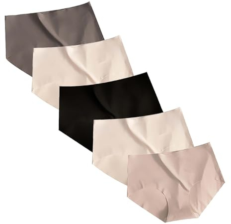 Lot de 5 Culotte Femme Coton Invisible, Ventre Plat Respirant Sexy Slip sous Vetement Confortables Et Doux pour Femmes Sport Extensibles String Décontracté Underwear sans Couture Boxer
