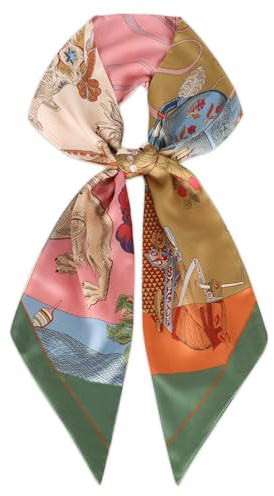 Relang Satin Scarf Mulberry Silk Printed Headband Wrap Hair 7 x 59