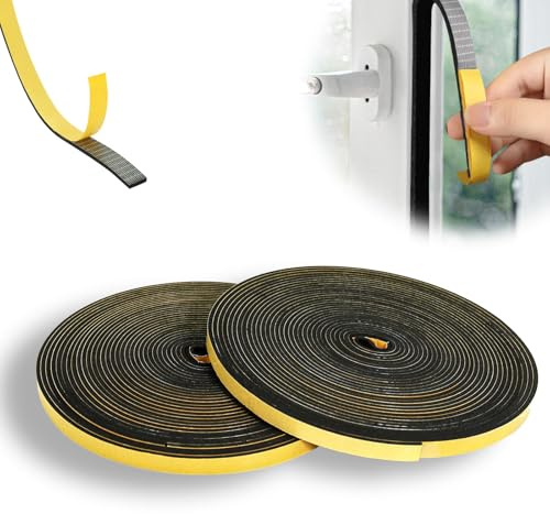KINETOX Joint Porte Entree 24m Joints Plaque de Cuisson Joint Fenêtre Isolation Mousse Autocollante 9mm x 3mm Applicable Climatiseurs Interstices de Portes et Fenêtres Cuisinières Gaz