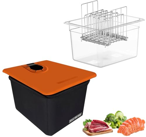 Contenitori Sottovuoto, Sous Vide Contenitore con Coperchio, Copertura Isolante e Rack per Sous Vide Stick Garer Diverse Marche, Contenitore Trasparente Multifunzionale (senza BPA)