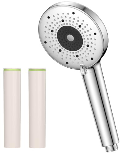 YEAUPE PRO Shower Head 110 mm, 6 Spray Types, Fully Chrome with 2 Replacement Filters, High Pressure and Water Saving, Easy Assembly