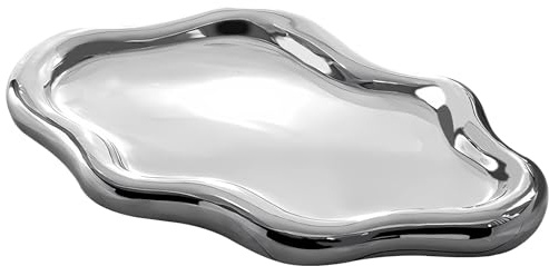 Bol à Bijoux, Plateau Bijoux Céramique Minimaliste, (Grand Nuage argenté)