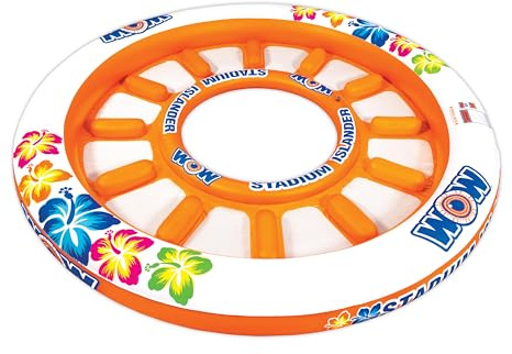 WOW Sports Stadium Islander Inflatable Floating Island - Holds Up to 12 People - Mesh Seating - Multiperson Raft