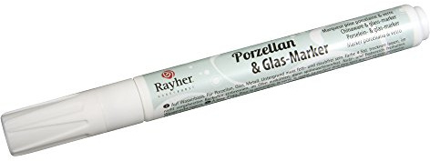 Rayher 38709102 porslins- och glasmarkeringspenna, 1-2 mm, vit