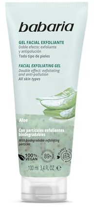 Babaria - Exfoliante Facial Con Aloe Vera | Exfoliante Facial Hombre Y Exfoliante Facial Mujer | Gel Limpiador Facial 100ml | Limpiadores Faciales 100% Vegano