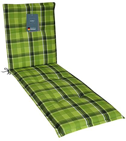 LILENO HOME Sonnenliege Auflage als [1er Set - Rollliege] in Karo Grün - Gartenliegen Auflage perfekt für Strandliege - Polster Auflage für Gartenliege (188x60x5cm)