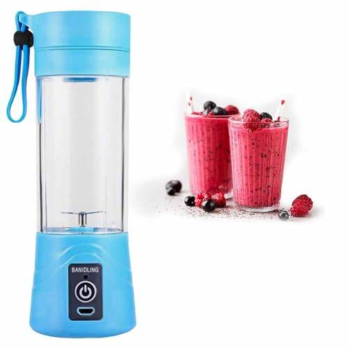 OcioDual Licuadora para Verduras y Frutas, Batidora de Vaso Portatil para Smoothies, Milkshakes, Cócteles, Licuadora de Vaso de 380 ML, Liquidificador, Recargable USB