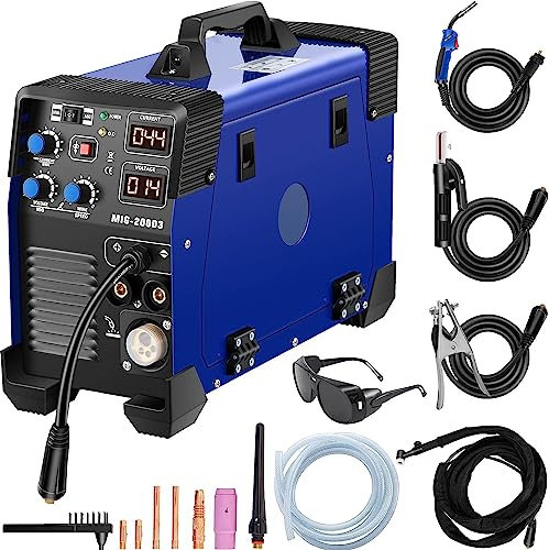 MIG Welder, Welding Machine, 3 in 1 Combo MMA/MIG/Lift TIG Welder Machine, Flux Core Welder, MIG-200 Portable Welding Machine, Flux Cored Wire Feed Gas Welding Machinewelding Equipment
