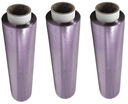 VESCEL-Pack de 3 Rollos Film Transparente Alimentario, Rollo Film Industrial 30cm x 300m, Color Violeta Translúcido, para Uso Profesional en Alimentación, Hostelería