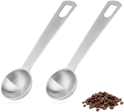2 Esslöffel aus Edelstahl, Kaffeelöffel Portionierer, Kaffeemesslöffel, kleiner Metalllöffel, Kaffeelöffel für gemahlenen Kaffee, Löffel aus Edelstahl(7.5ml)