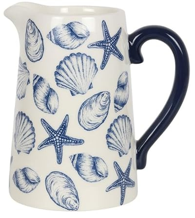 Tech Island Flower Vase,'Seashell” Ceramic Flower Jug, Pitcher Vases for Flower, Garden Ornaments, for Real, Artificial Flower, for Mother's Day, Birthdays Room décor (Seashell)