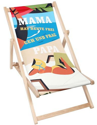 DreamRoots Muttertagsgeschenk für Mama Liegestuhl Holz klappbar aus Buchenholz, bis 130 kg belastbar, verstellbare Rückenlehne faltbar und robust für Garten oder Terrasse