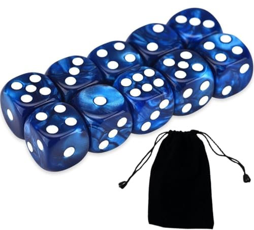 10 Stücke Würfel Blau, 16Mm W6 Würfel, Blau Schwarz, Würfel D6, For Playing Games Or Math Lessons