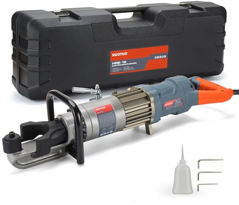 HUOTUO Dobladora de Varillas de Refuerzo Hidráulica Eléctrica 6-16 mm Dobladora de Varillas de Refuerzo HidráUlica PortáTil de Hasta 5/8 1100W HRB16