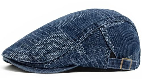 FULUJIDI Boinas Sombreros Boina Vaquera Vintage para Hombre Gorra De Vendedor De Periódicos Gorra Informal para Mujer Gorra Plana con Visera De Algodón Gorras De Pintor Talla Única Azul Oscuro