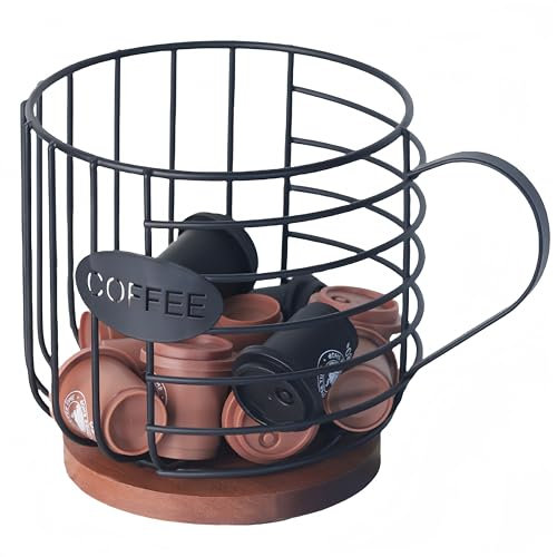 MEETOZ Organizer per cialde di caffè, in ferro stile nordico, porta capsule di caffè, organizer di grande capacità per tutte le capsule di caffè, organizer per stazioni di caffè, accessori per bar