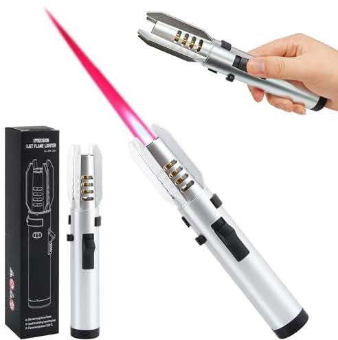 SilverChry Accendini Antivento, Accendino Gonfiabile, Accendino Ricaricabile Gas, Accendino Gas Butano Becco Lungo, Airbrush Windproof Lighter (Senza Butano)