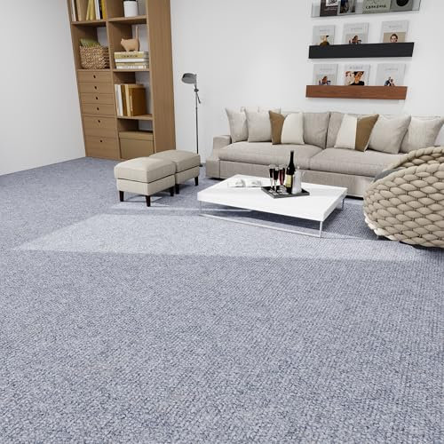 MEILLEVIE 12pcs 1 m² Self-Adhesive Carpet Tiles 30 x 30 cm, Washable Peel and Stick Floor Tiles, Floor Tiles self Adhesive, for Stairs Home Bedroom Living Room Office Commercial (Grey)