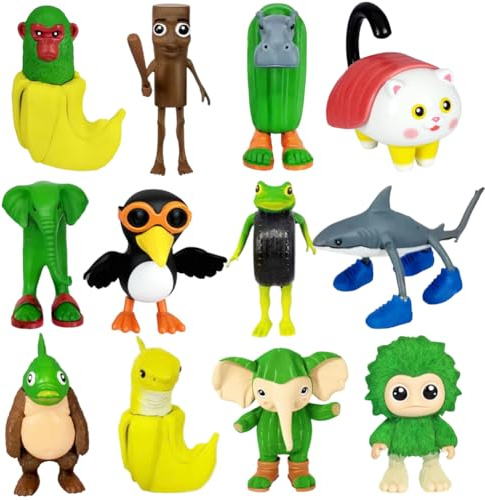 Dlishka Figurines italiennes, Brainrot, 1-2 pouces, drôles T Tung Sahur, figurines pour enfants et adultes, Tralalero Shark & Lirili Larila Internet-Meme Set pour fans de 6+ (12 pièces-1)