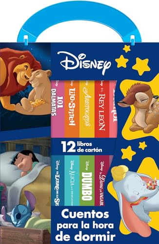 Disney: Cuentos para la de Dormir - 12 Libro de Cartón - Mi Primer Biblioteca - PI Kids