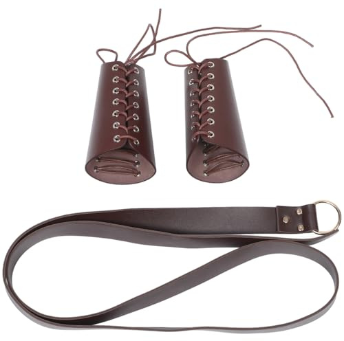 Hemobllo 1 Ensemble Ceinture Médiévale et Brassards Cuir pour Hommes Ensemble de Costume Viking avec Protection des Bras Ajustable Design Élégant et Confort Optimal pour Fêtes et Cosplay