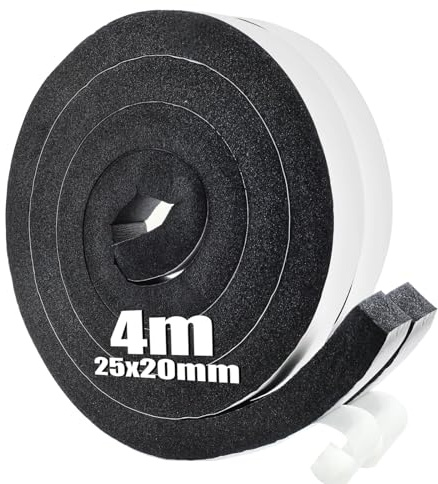 sturiz 2 st skumgummi tätningstejp självhäftande 25 mm x 20 mm x 2 m skumtejp skumtejp isolerande tejp självhäftande skumgummitätning tätningsremsor för fönster dörrtätning