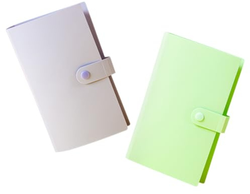 Sewroro 2pcs Portable Banknote Holder Album with 200pcs Money Sleeves, Small Green and Purple Paper Money Collecting Storage Book for Commemorative Banknotes and Cash Protection
