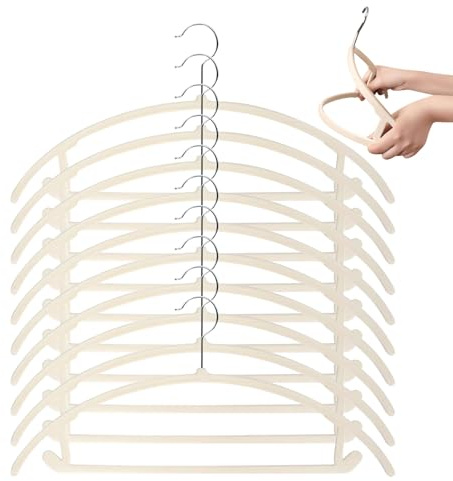 Walopola Perchas de Ropa para niños, 10 Piezas de Terciopelo Resistente, rotación de 360 Grados, Ganchos para Pantalones, Camisas, Trajes, suéteres, Chaquetas, Puerta de Armario