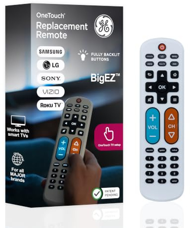 GE BigEZ OneTouch Big Button Universal TV Remote for Seniors, Easy to Use